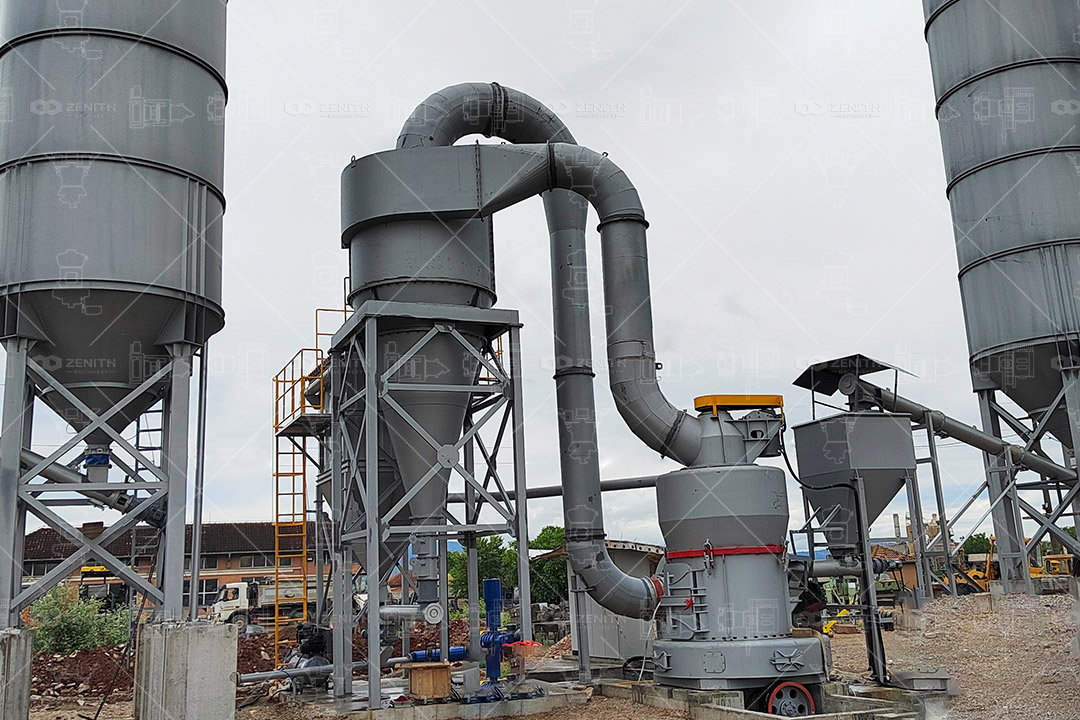 Layout of an MTW European Trapezium Mill installation in an industrial setting showing compact footprint.